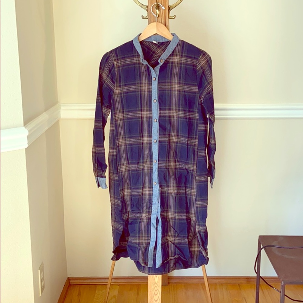 Cotton, plaid, button-down tunic